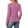imageSaloogoe Womens Long Sleeve Shirts Dressy Casual Tops Crewneck Pleated Buttom ShirtStriped Pink and White