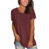 imageSaloogoe Womens Loose Fit Tshirts Short Sleeve Summer Tops Casual Workout Yoga Tunic T Shirts Tops02wine Red