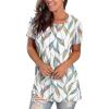 imageSaloogoe Womens Loose Fit Tshirts Short Sleeve Summer Tops Casual Workout Yoga Tunic T Shirts Tops03printing Multi Leaf