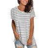 imageSaloogoe Womens Loose Fit Tshirts Short Sleeve Summer Tops Casual Workout Yoga Tunic T Shirts Tops03white Striped