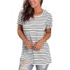 imageSaloogoe Womens Loose Fit Tshirts Short Sleeve Summer Tops Casual Workout Yoga Tunic T Shirts Tops03white Striped