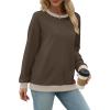 imageSaloogoe Womens Tops Long Sleeve Shirts Crewneck Sweatshirt Loose Fit Fall Sweaters Pullover Winter Clothes 2024 Dark Brown M