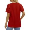 imageSaloogoe Womens Tops Summer Textured Short Sleeve V Neck T Shirts Loose Fit Fashion 2024