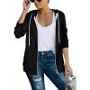 imageSaloogoe Lightweight Zip Up Hoodies for Women Hooded Sweatshirts Long Sleeve Thin Jacket with Zipper01black