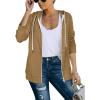 imageSaloogoe Lightweight Zip Up Hoodies for Women Hooded Sweatshirts Long Sleeve Thin Jacket with Zipper02brown