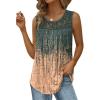 imageSaloogoe Summer Tank Tops for Women Loose Fit Pleated Tunics Scoop Neck Sleeveless Lace Tops Curved Hem FlowyVolcanic Printed
