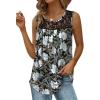 imageSaloogoe Summer Tank Tops for Women Loose Fit Pleated Tunics Scoop Neck Sleeveless Lace Tops Curved Hem FlowyWhite Lily