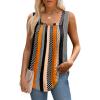 imageSaloogoe Tank Top for Women Loose Fit Eyelet Summer Tops Flowy Sleeveless Blouses Pleated Square Neck Curved Hem FashionStripe and Polka Dot