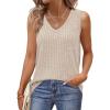 imageSaloogoe Tank Tops for Women 2025 V Neck Summer Sweaters Vest Lightweight Curved Hem Spring Beach FashionApricot