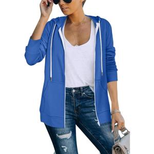 imageSaloogoe Lightweight Zip Up Hoodies for Women Hooded Sweatshirts Long Sleeve Thin Jacket with Zipper02sky Blue