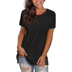 imageSaloogoe Womens Loose Fit Tshirts Short Sleeve Summer Tops Casual Workout Yoga Tunic T Shirts Tops00black