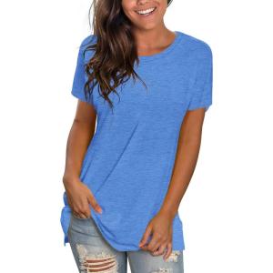 imageSaloogoe Womens Loose Fit Tshirts Short Sleeve Summer Tops Casual Workout Yoga Tunic T Shirts Tops01blue