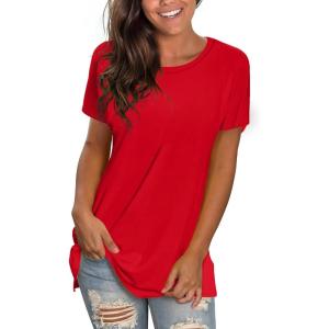 imageSaloogoe Womens Loose Fit Tshirts Short Sleeve Summer Tops Casual Workout Yoga Tunic T Shirts Tops01red