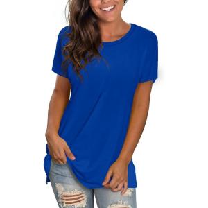 imageSaloogoe Womens Loose Fit Tshirts Short Sleeve Summer Tops Casual Workout Yoga Tunic T Shirts Tops01royal Blue