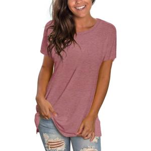imageSaloogoe Womens Loose Fit Tshirts Short Sleeve Summer Tops Casual Workout Yoga Tunic T Shirts Tops02brick Red