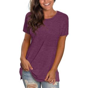 imageSaloogoe Womens Loose Fit Tshirts Short Sleeve Summer Tops Casual Workout Yoga Tunic T Shirts Tops02fuchsia