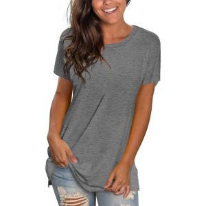 imageSaloogoe Womens Loose Fit Tshirts Short Sleeve Summer Tops Casual Workout Yoga Tunic T Shirts Tops02grey