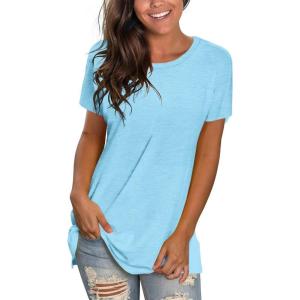 imageSaloogoe Womens Loose Fit Tshirts Short Sleeve Summer Tops Casual Workout Yoga Tunic T Shirts Tops02lake Blue