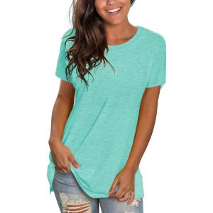 imageSaloogoe Womens Loose Fit Tshirts Short Sleeve Summer Tops Casual Workout Yoga Tunic T Shirts Tops02lake Green