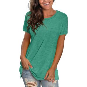 imageSaloogoe Womens Loose Fit Tshirts Short Sleeve Summer Tops Casual Workout Yoga Tunic T Shirts Tops02pine Green