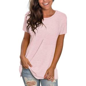 imageSaloogoe Womens Loose Fit Tshirts Short Sleeve Summer Tops Casual Workout Yoga Tunic T Shirts Tops02pink