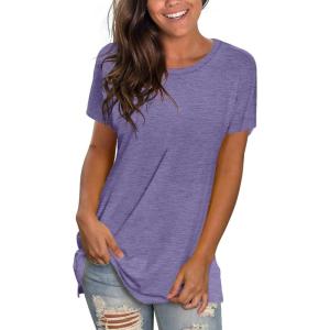 imageSaloogoe Womens Loose Fit Tshirts Short Sleeve Summer Tops Casual Workout Yoga Tunic T Shirts Tops02taro Purple