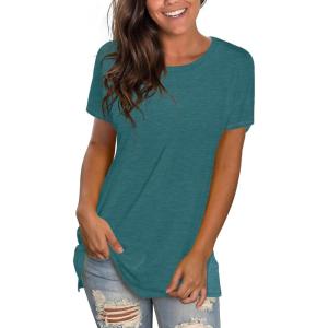 imageSaloogoe Womens Loose Fit Tshirts Short Sleeve Summer Tops Casual Workout Yoga Tunic T Shirts Tops02teal Blue