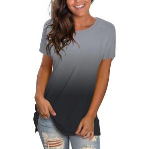 imageSaloogoe Womens Loose Fit Tshirts Short Sleeve Summer Tops Casual Workout Yoga Tunic T Shirts Tops03gradient Grey