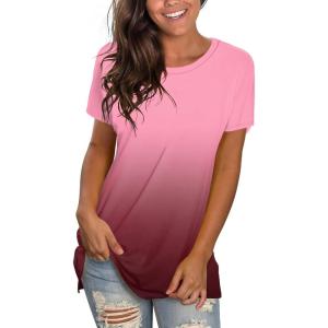 imageSaloogoe Womens Loose Fit Tshirts Short Sleeve Summer Tops Casual Workout Yoga Tunic T Shirts Tops03gradient Red