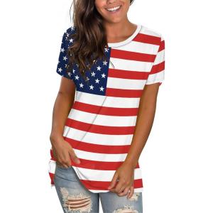 imageSaloogoe Womens Loose Fit Tshirts Short Sleeve Summer Tops Casual Workout Yoga Tunic T Shirts Tops03printing 4th of July Flag 2
