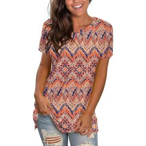 imageSaloogoe Womens Loose Fit Tshirts Short Sleeve Summer Tops Casual Workout Yoga Tunic T Shirts Tops03printing Bohemia