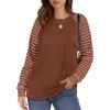 imageSaloogoe Womens Sweatshirt Color Block Striped Fall Fashion 2024 Long Sleeve Shirts Trending NowCaramel