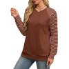 imageSaloogoe Womens Sweatshirt Color Block Striped Fall Fashion 2024 Long Sleeve Shirts Trending NowCaramel