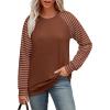 imageSaloogoe Womens Sweatshirt Color Block Striped Fall Fashion 2024 Long Sleeve Shirts Trending NowCaramel