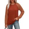 imageSaloogoe Womens Sweatshirt Color Block Striped Fall Fashion 2024 Long Sleeve Shirts Trending NowRed