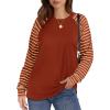 imageSaloogoe Womens Sweatshirt Color Block Striped Fall Fashion 2024 Long Sleeve Shirts Trending NowRed
