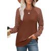 imageSaloogoe Womens Sweatshirt Color Block Striped Fall Fashion 2024 Long Sleeve Shirts Trending NowCaramel