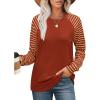 imageSaloogoe Womens Sweatshirt Color Block Striped Fall Fashion 2024 Long Sleeve Shirts Trending NowRed