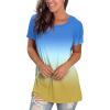 imageSaloogoe Womens Loose Fit Tshirts Short Sleeve Summer Tops Casual Workout Yoga Tunic T Shirts Tops03gradient Blue White Yellow