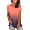 imageSaloogoe Womens Loose Fit Tshirts Short Sleeve Summer Tops Casual Workout Yoga Tunic T Shirts Tops03gradient Orange Pink Purple