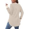 imageSaloogoe Sweaters for Women Long Sleeve Shirts Fall Outfits 2025 Tunic Tops Loose Fit Crewneck Color Block Ribbed CollarApricot