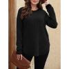 imageSaloogoe Sweaters for Women Long Sleeve Shirts Fall Outfits 2025 Tunic Tops Loose Fit Crewneck Color Block Ribbed CollarBlack