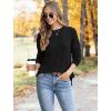 imageSaloogoe Sweaters for Women Long Sleeve Shirts Fall Outfits 2025 Tunic Tops Loose Fit Crewneck Color Block Ribbed CollarBlack