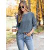 imageSaloogoe Sweaters for Women Long Sleeve Shirts Fall Outfits 2025 Tunic Tops Loose Fit Crewneck Color Block Ribbed CollarBlue