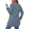 imageSaloogoe Sweaters for Women Long Sleeve Shirts Fall Outfits 2025 Tunic Tops Loose Fit Crewneck Color Block Ribbed CollarBlue