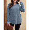 imageSaloogoe Sweaters for Women Long Sleeve Shirts Fall Outfits 2025 Tunic Tops Loose Fit Crewneck Color Block Ribbed CollarBlue