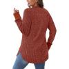 imageSaloogoe Sweaters for Women Long Sleeve Shirts Fall Outfits 2025 Tunic Tops Loose Fit Crewneck Color Block Ribbed CollarCaramel