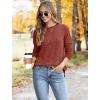imageSaloogoe Sweaters for Women Long Sleeve Shirts Fall Outfits 2025 Tunic Tops Loose Fit Crewneck Color Block Ribbed CollarCaramel