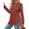 imageSaloogoe Sweaters for Women Long Sleeve Shirts Fall Outfits 2025 Tunic Tops Loose Fit Crewneck Color Block Ribbed CollarCaramel
