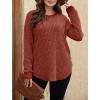 imageSaloogoe Sweaters for Women Long Sleeve Shirts Fall Outfits 2025 Tunic Tops Loose Fit Crewneck Color Block Ribbed CollarCaramel